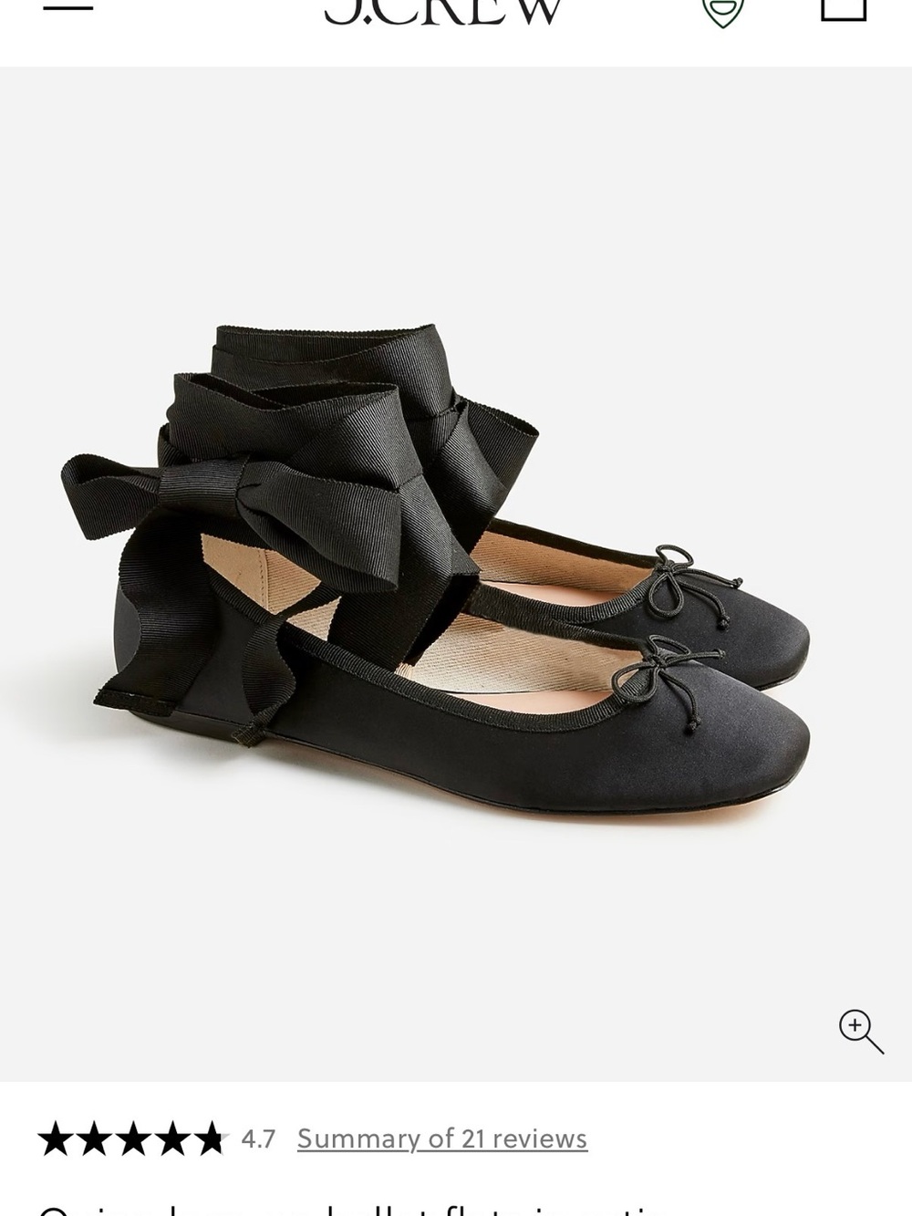 J. Crew Black Ribbon Ankle-Tie Quinn Ballet Flats